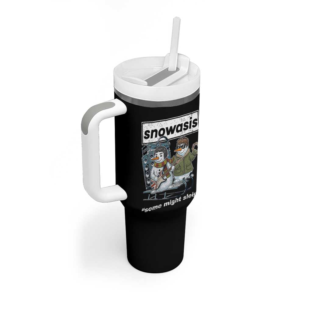 Snowasis Some Might Sleigh Tumbler With Handle Funny Christmas Snowmen Rock Band - Wonder Print Shop