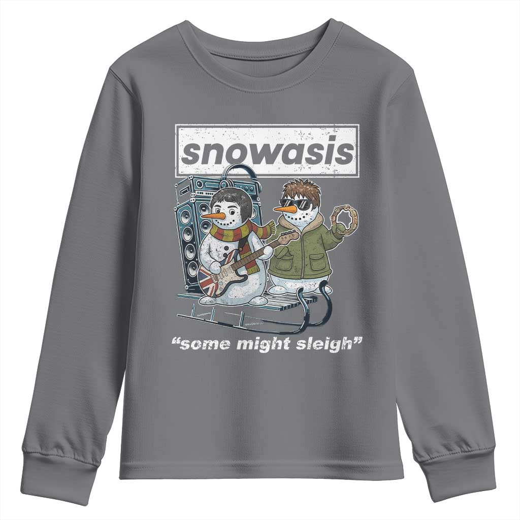 Snowasis Some Might Sleigh Youth Sweatshirt Funny Christmas Snowmen Rock Band - Wonder Print Shop