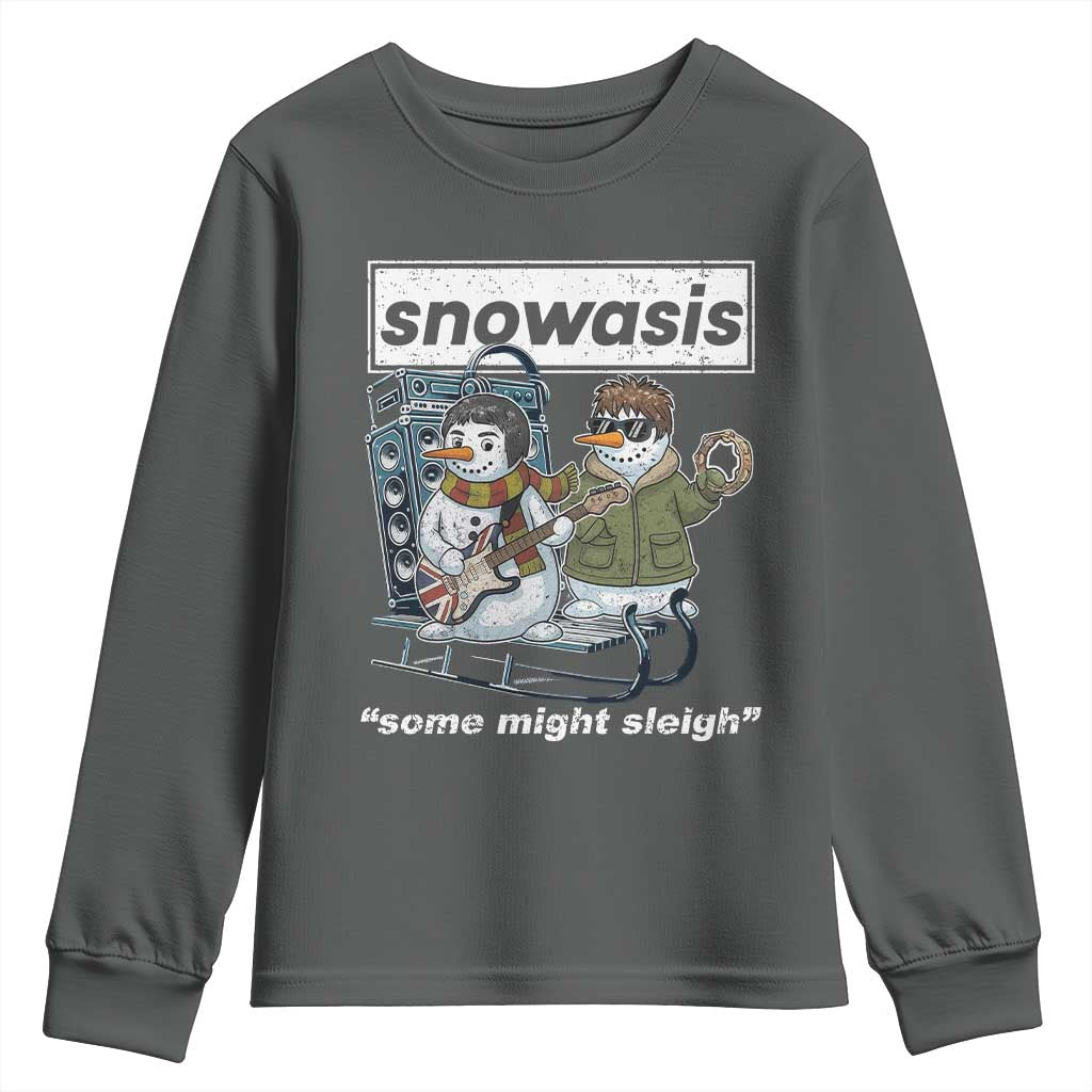 Snowasis Some Might Sleigh Youth Sweatshirt Funny Christmas Snowmen Rock Band - Wonder Print Shop