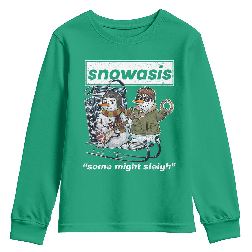 Snowasis Some Might Sleigh Youth Sweatshirt Funny Christmas Snowmen Rock Band - Wonder Print Shop