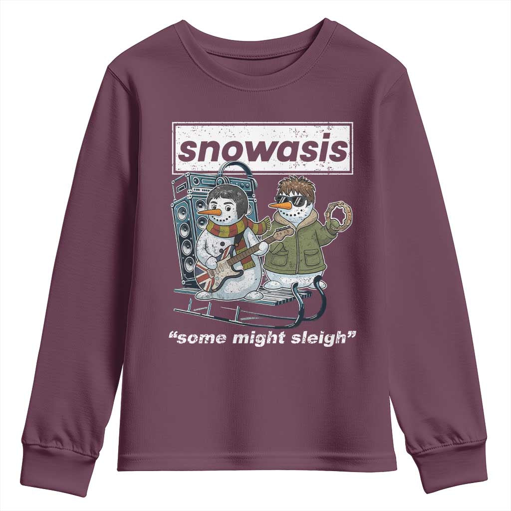 Snowasis Some Might Sleigh Youth Sweatshirt Funny Christmas Snowmen Rock Band - Wonder Print Shop