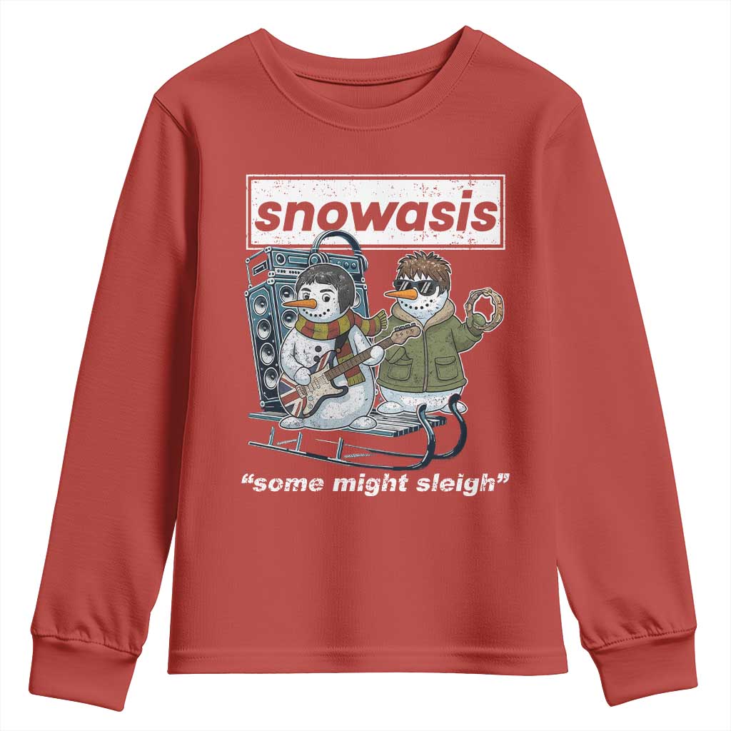 Snowasis Some Might Sleigh Youth Sweatshirt Funny Christmas Snowmen Rock Band - Wonder Print Shop