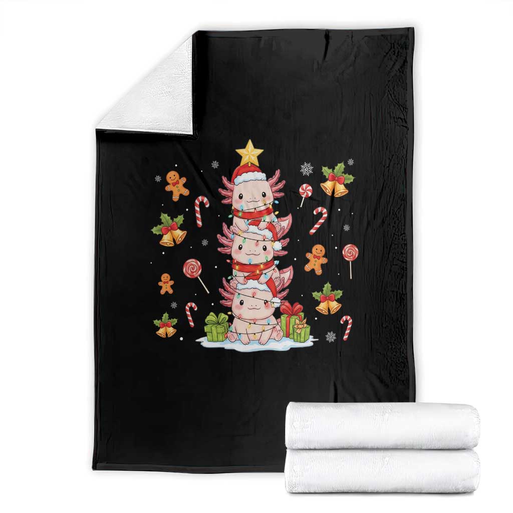 Funny Christmas Kawaii Axolotl Xmas Tree Throw Blanket - Wonder Print Shop