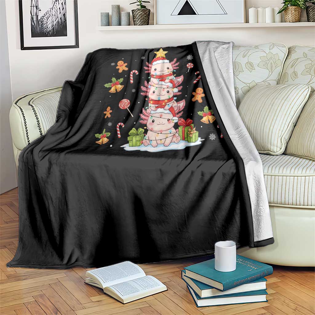 Funny Christmas Kawaii Axolotl Xmas Tree Throw Blanket - Wonder Print Shop