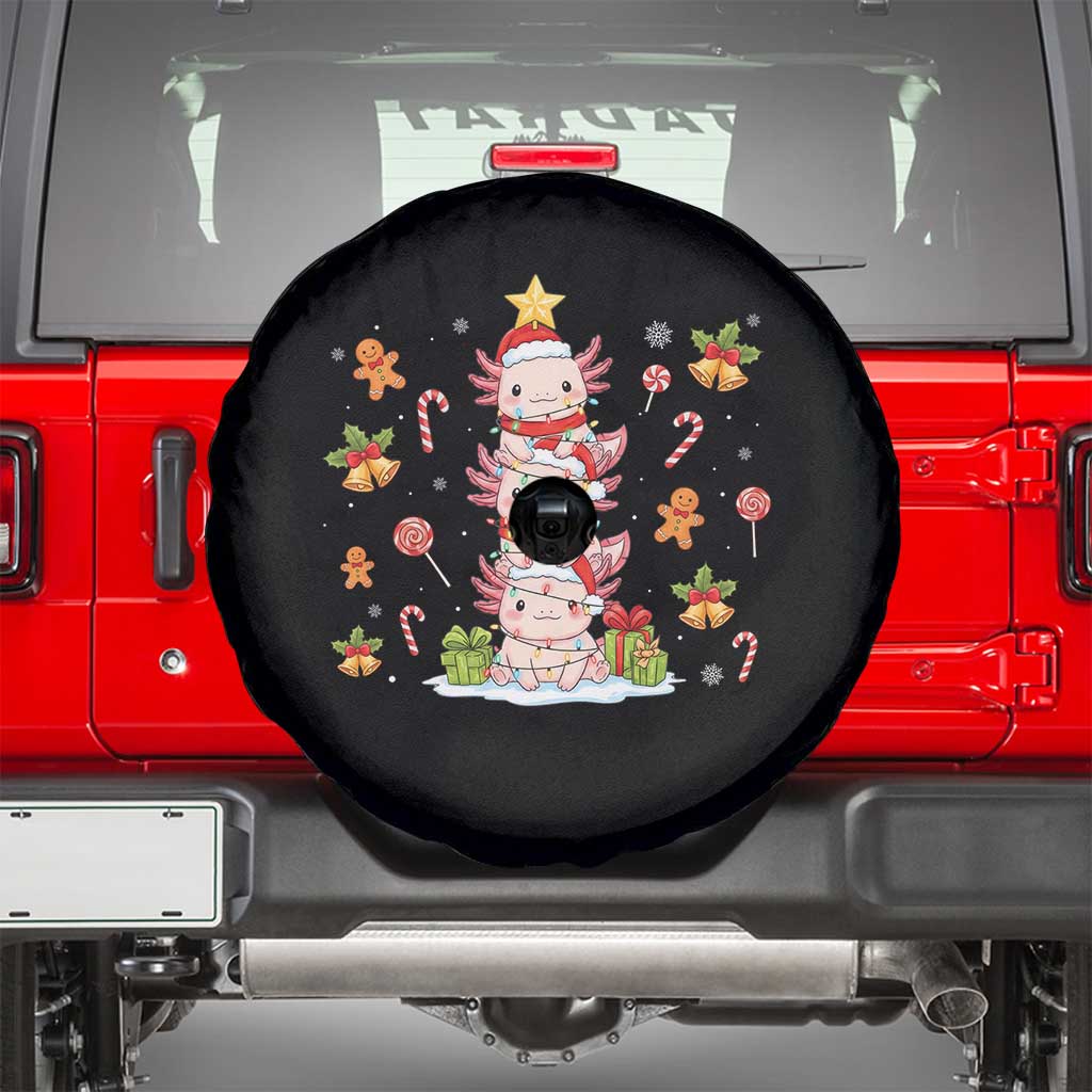 Funny Christmas Kawaii Axolotl Xmas Tree Spare Tire Cover - Wonder Print Shop