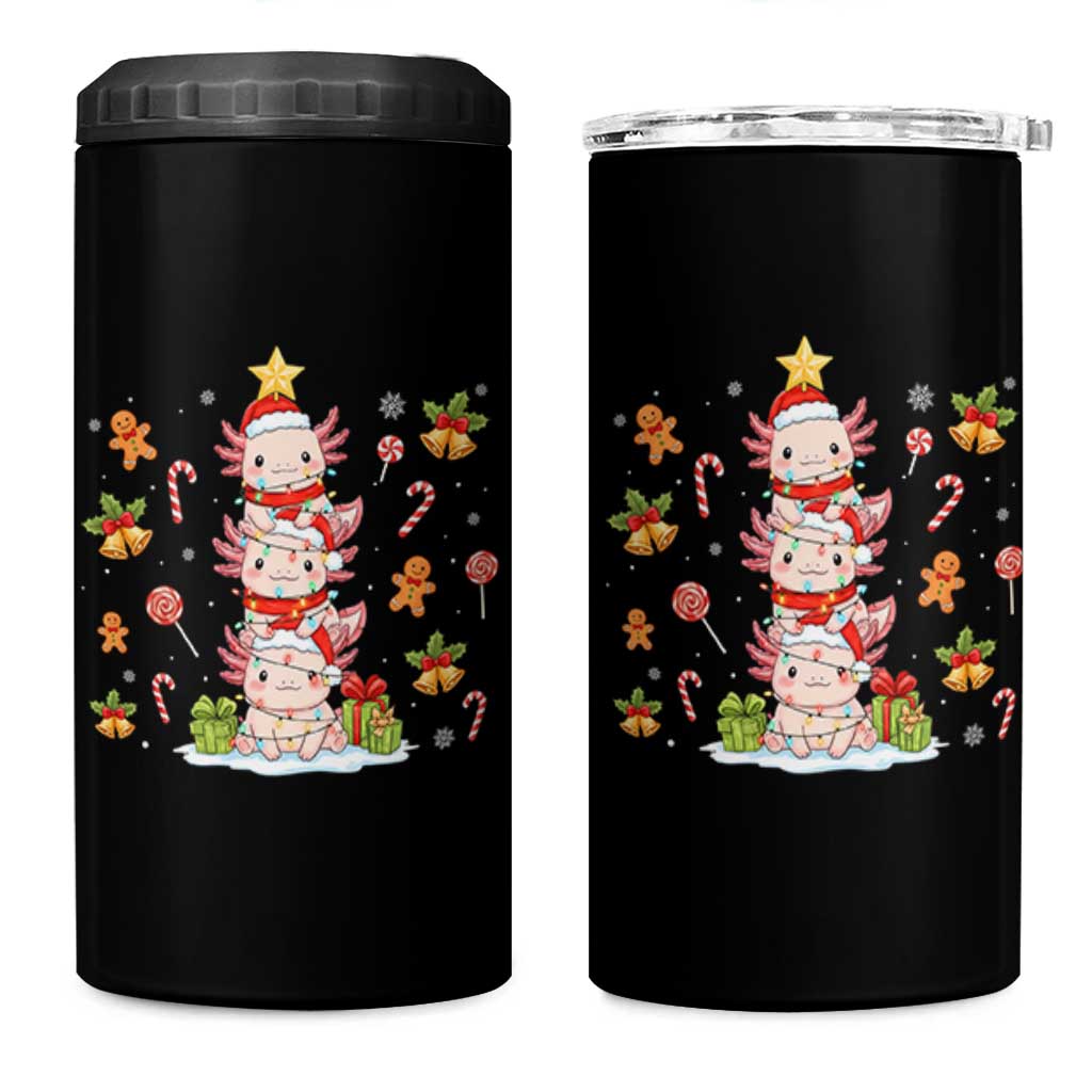 Funny Christmas Kawaii Axolotl Xmas Tree 4 in 1 Can Cooler Tumbler - Wonder Print Shop