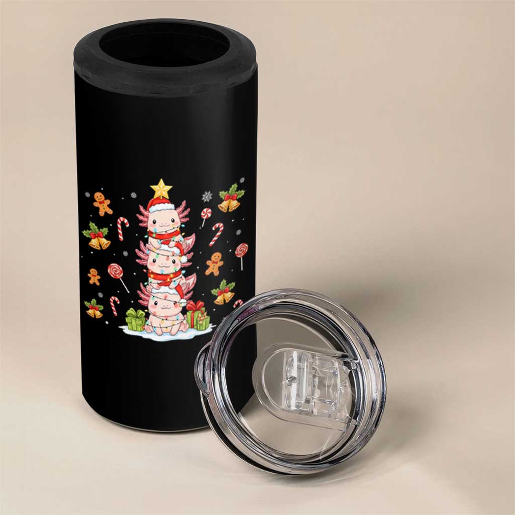 Funny Christmas Kawaii Axolotl Xmas Tree 4 in 1 Can Cooler Tumbler - Wonder Print Shop