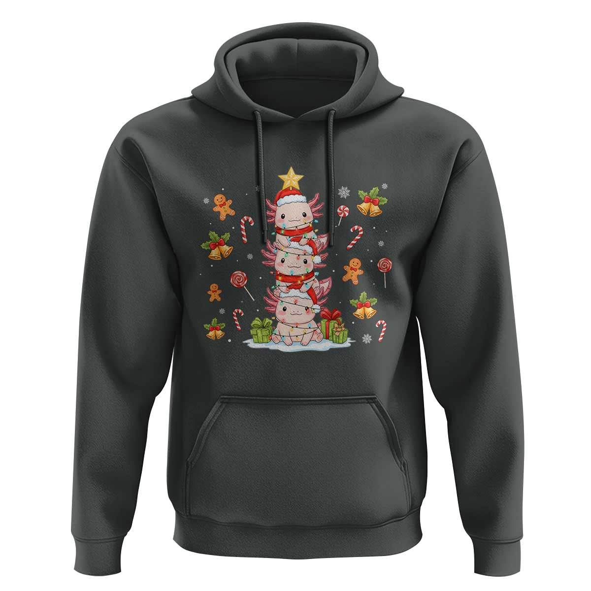 Funny Christmas Kawaii Axolotl Xmas Tree Hoodie - Wonder Print Shop