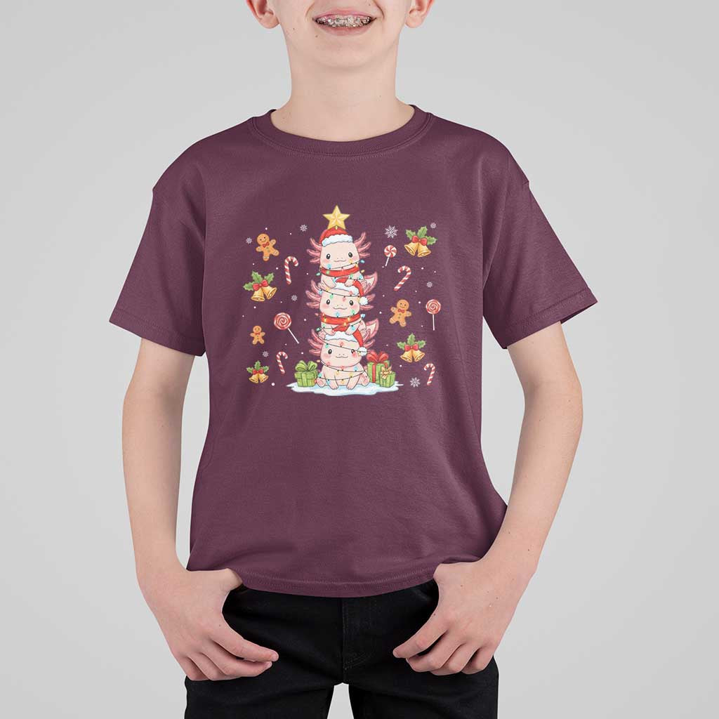 Funny Christmas Kawaii Axolotl Xmas Tree T Shirt For Kid - Wonder Print Shop