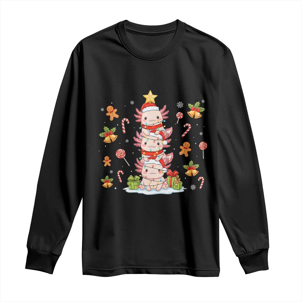 Funny Christmas Kawaii Axolotl Xmas Tree Long Sleeve Shirt - Wonder Print Shop