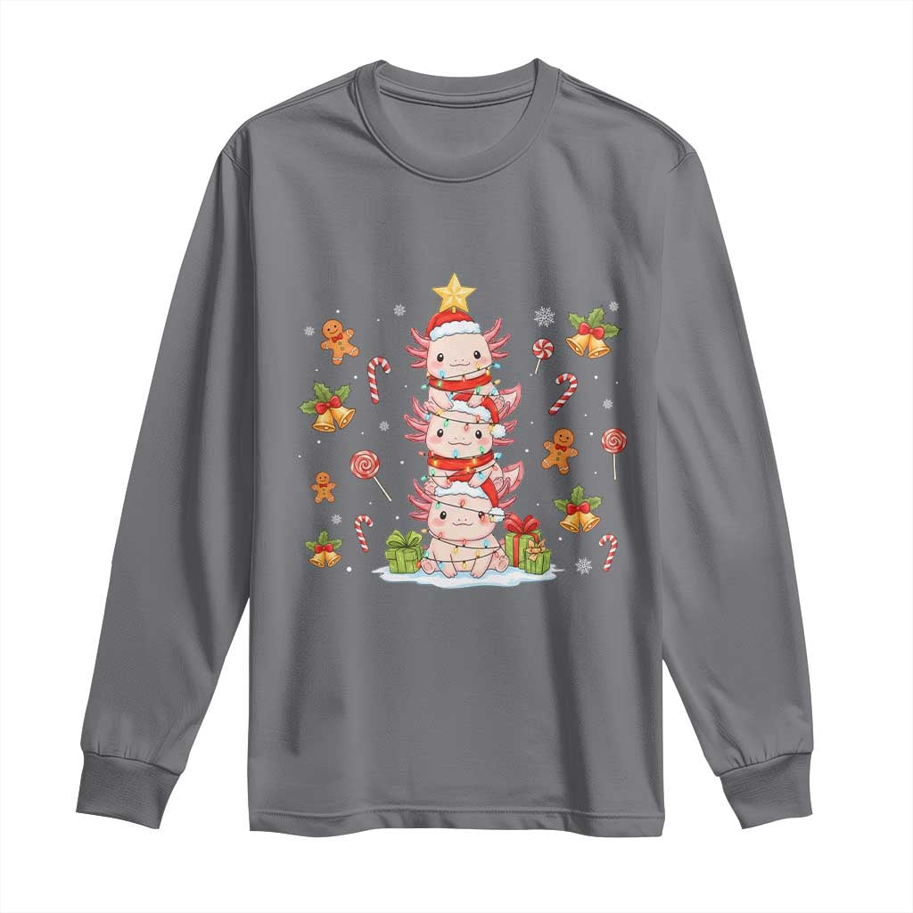 Funny Christmas Kawaii Axolotl Xmas Tree Long Sleeve Shirt - Wonder Print Shop