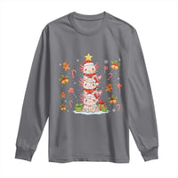 Funny Christmas Kawaii Axolotl Xmas Tree Long Sleeve Shirt - Wonder Print Shop
