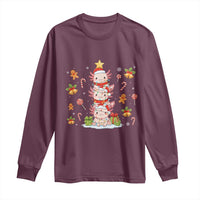 Funny Christmas Kawaii Axolotl Xmas Tree Long Sleeve Shirt - Wonder Print Shop