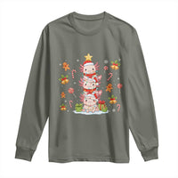 Funny Christmas Kawaii Axolotl Xmas Tree Long Sleeve Shirt - Wonder Print Shop