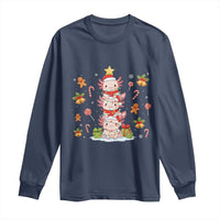 Funny Christmas Kawaii Axolotl Xmas Tree Long Sleeve Shirt - Wonder Print Shop