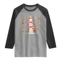 Funny Christmas Kawaii Axolotl Xmas Tree Raglan Shirt - Wonder Print Shop
