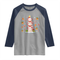 Funny Christmas Kawaii Axolotl Xmas Tree Raglan Shirt - Wonder Print Shop