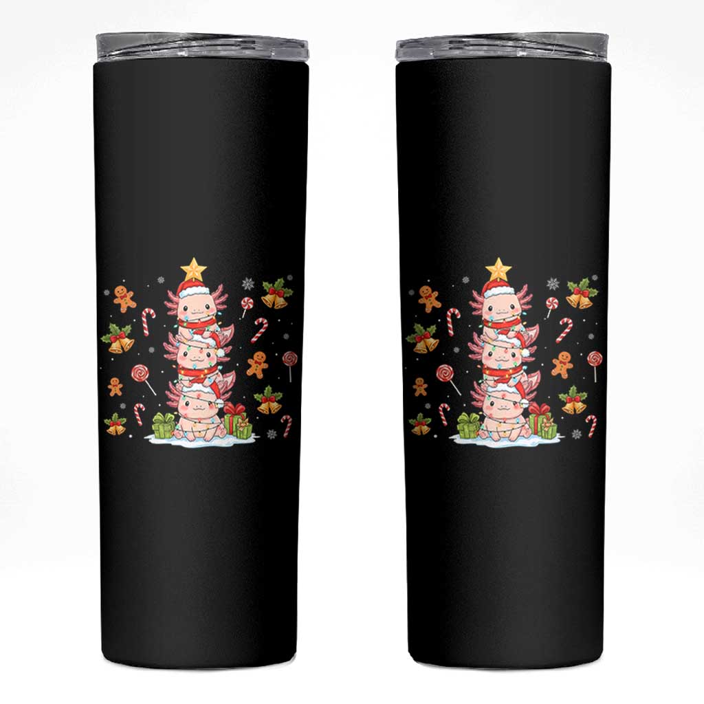 Funny Christmas Kawaii Axolotl Xmas Tree Skinny Tumbler - Wonder Print Shop