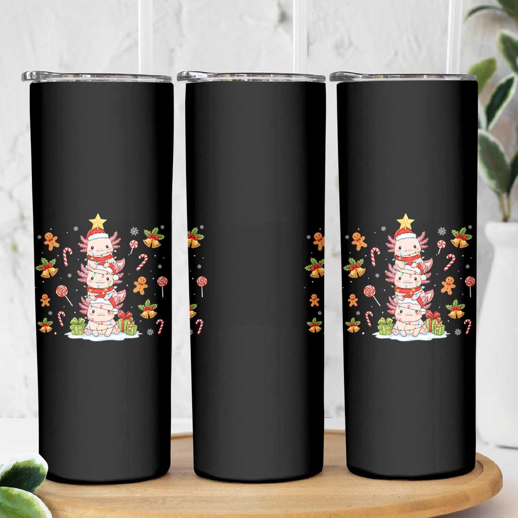 Funny Christmas Kawaii Axolotl Xmas Tree Skinny Tumbler - Wonder Print Shop