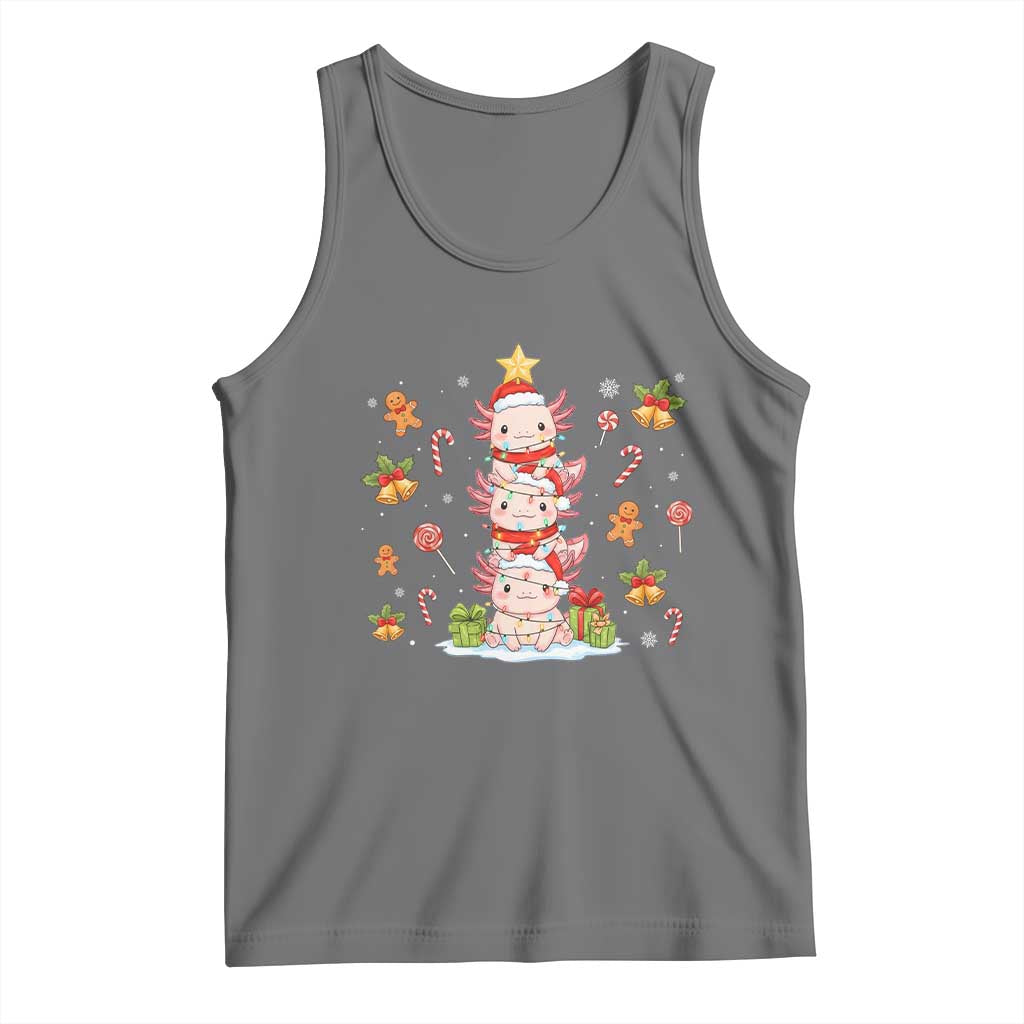 Funny Christmas Kawaii Axolotl Xmas Tree Tank Top - Wonder Print Shop
