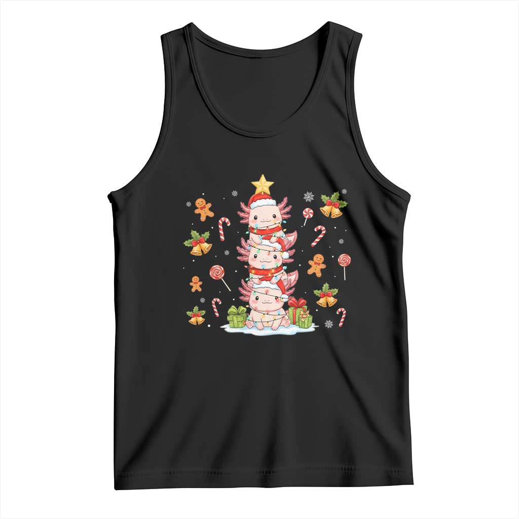 Funny Christmas Kawaii Axolotl Xmas Tree Tank Top - Wonder Print Shop