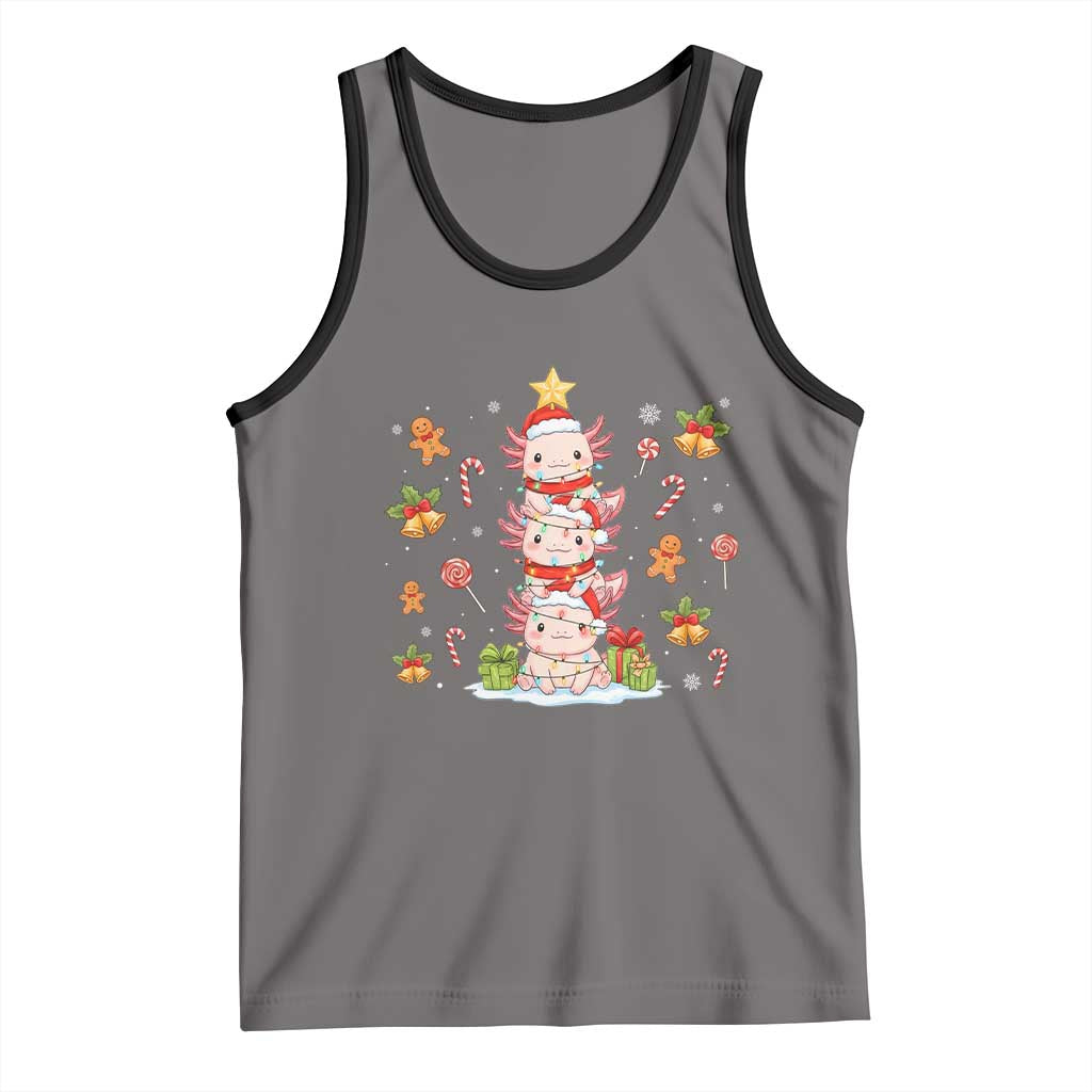 Funny Christmas Kawaii Axolotl Xmas Tree Tank Top - Wonder Print Shop