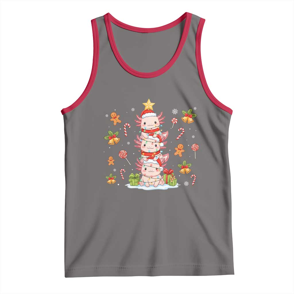 Funny Christmas Kawaii Axolotl Xmas Tree Tank Top - Wonder Print Shop