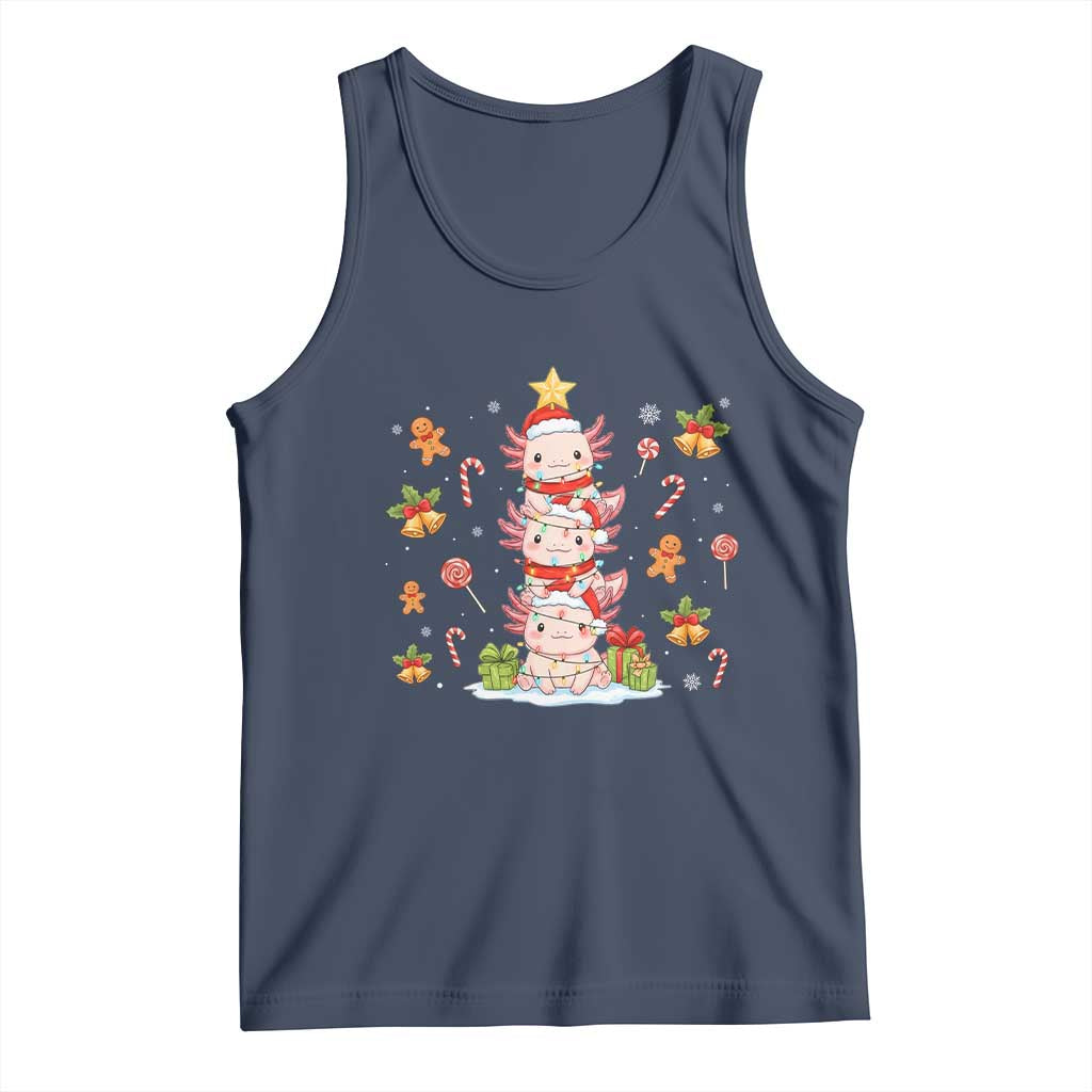 Funny Christmas Kawaii Axolotl Xmas Tree Tank Top - Wonder Print Shop