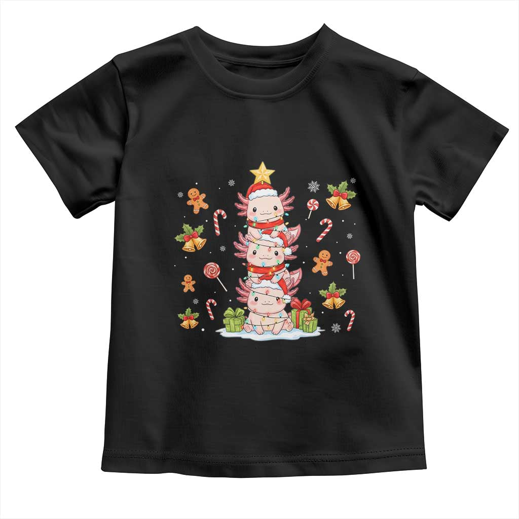 Funny Christmas Kawaii Axolotl Xmas Tree Toddler T Shirt - Wonder Print Shop