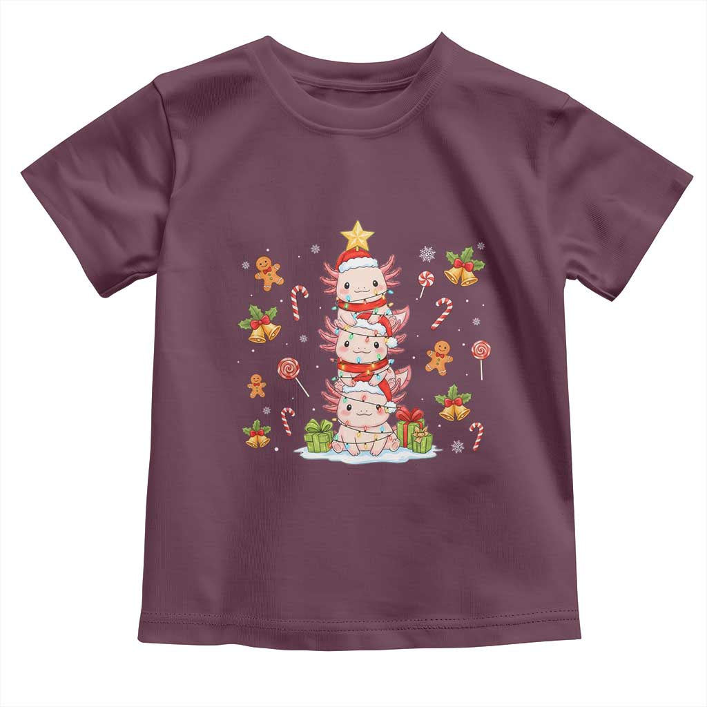 Funny Christmas Kawaii Axolotl Xmas Tree Toddler T Shirt - Wonder Print Shop