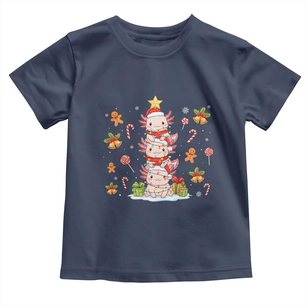 Funny Christmas Kawaii Axolotl Xmas Tree Toddler T Shirt - Wonder Print Shop