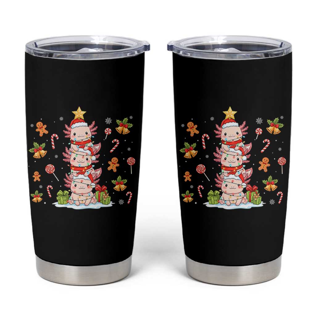 Funny Christmas Kawaii Axolotl Xmas Tree Tumbler Cup - Wonder Print Shop