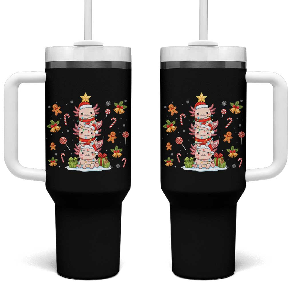 Funny Christmas Kawaii Axolotl Xmas Tree Tumbler With Handle - Wonder Print Shop