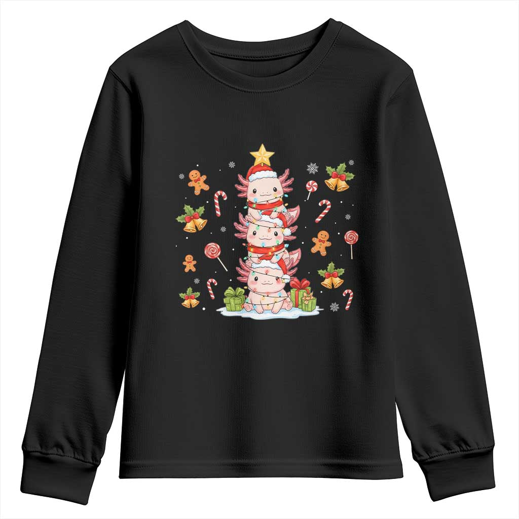 Funny Christmas Kawaii Axolotl Xmas Tree Youth Sweatshirt - Wonder Print Shop