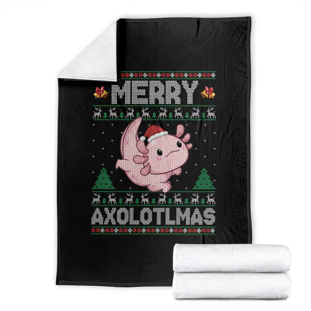 Funny Christmas Axolotl Throw Blanket Merry Axolotlmas Xmas Salamander - Wonder Print Shop