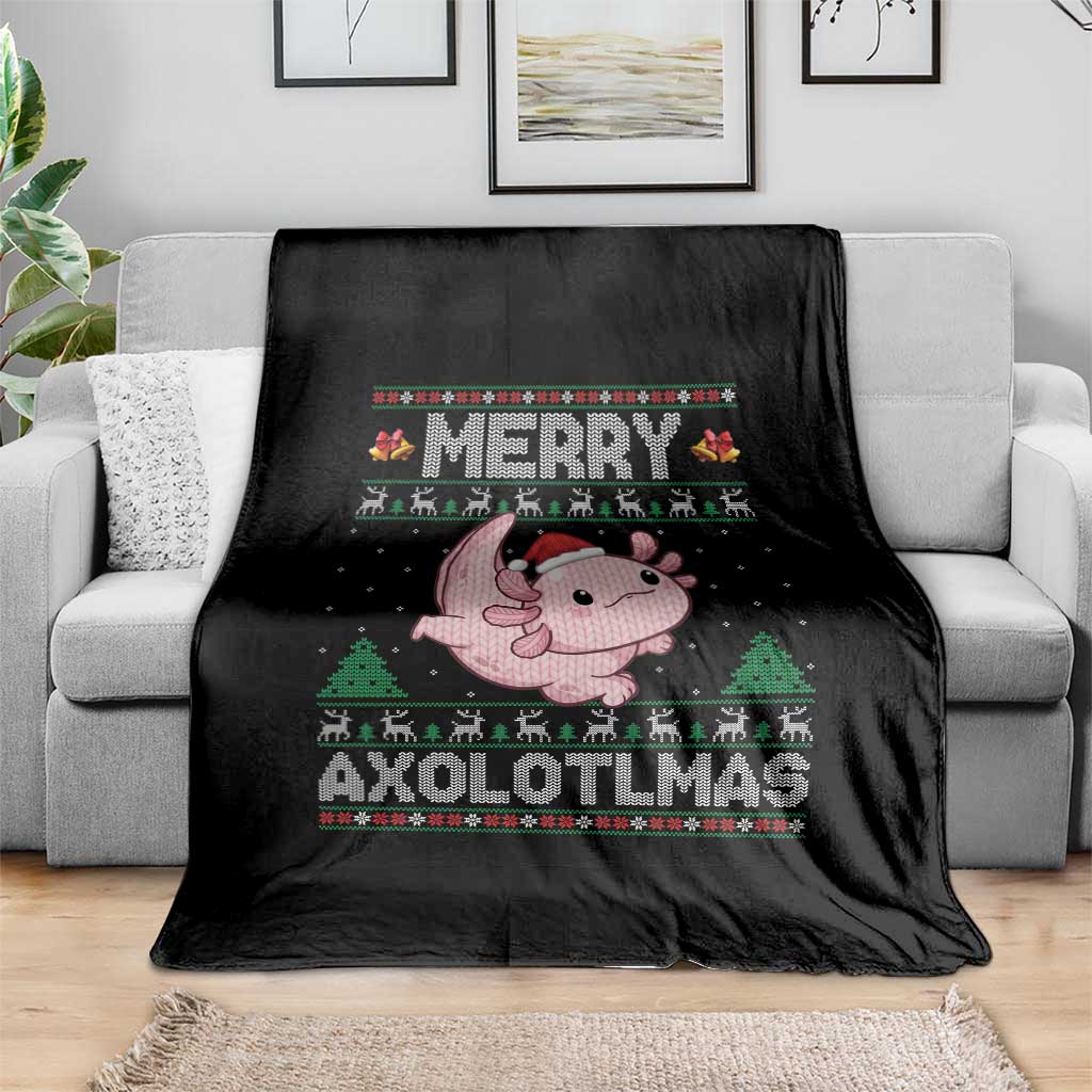 Funny Christmas Axolotl Throw Blanket Merry Axolotlmas Xmas Salamander - Wonder Print Shop