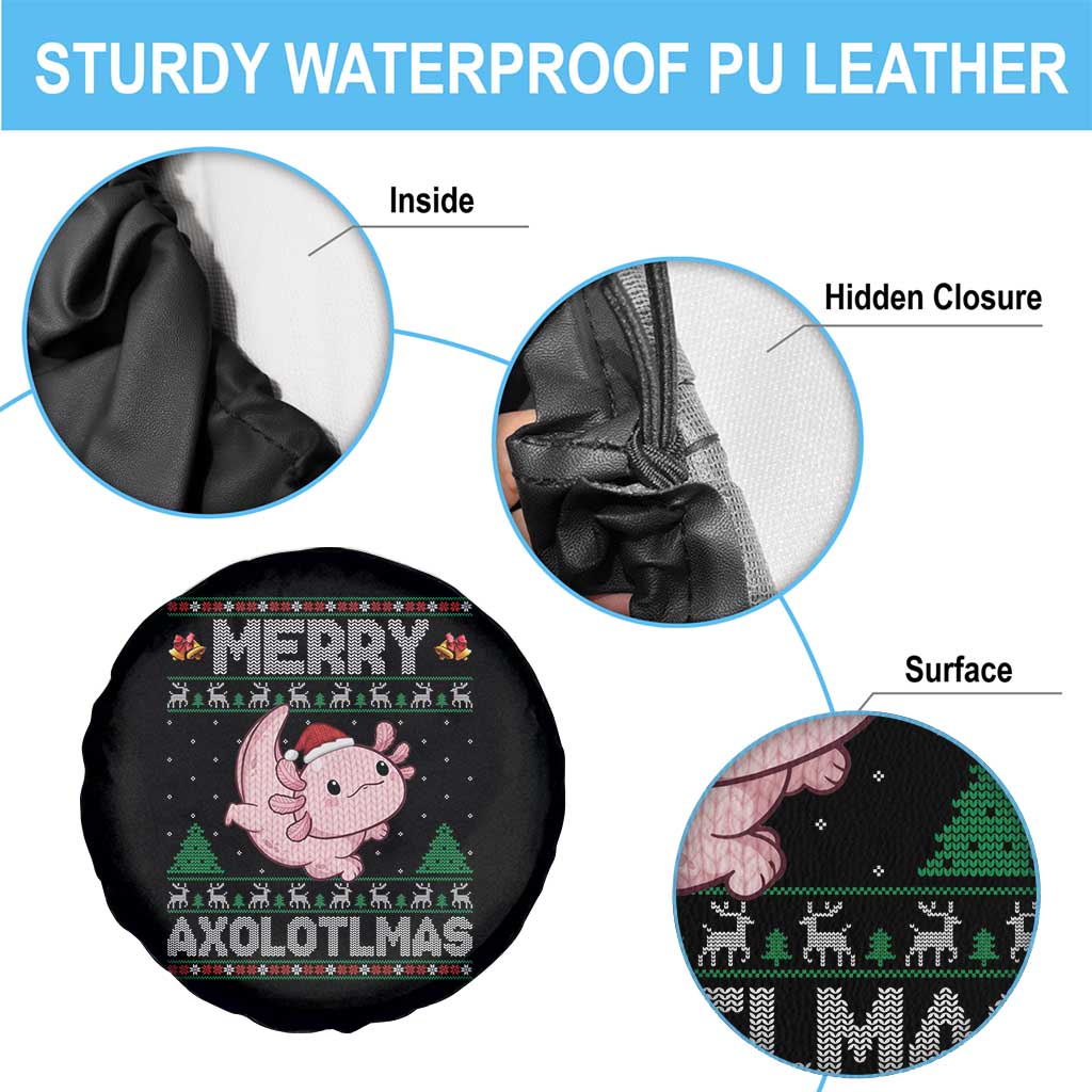 Funny Christmas Axolotl Spare Tire Cover Merry Axolotlmas Xmas Salamander - Wonder Print Shop