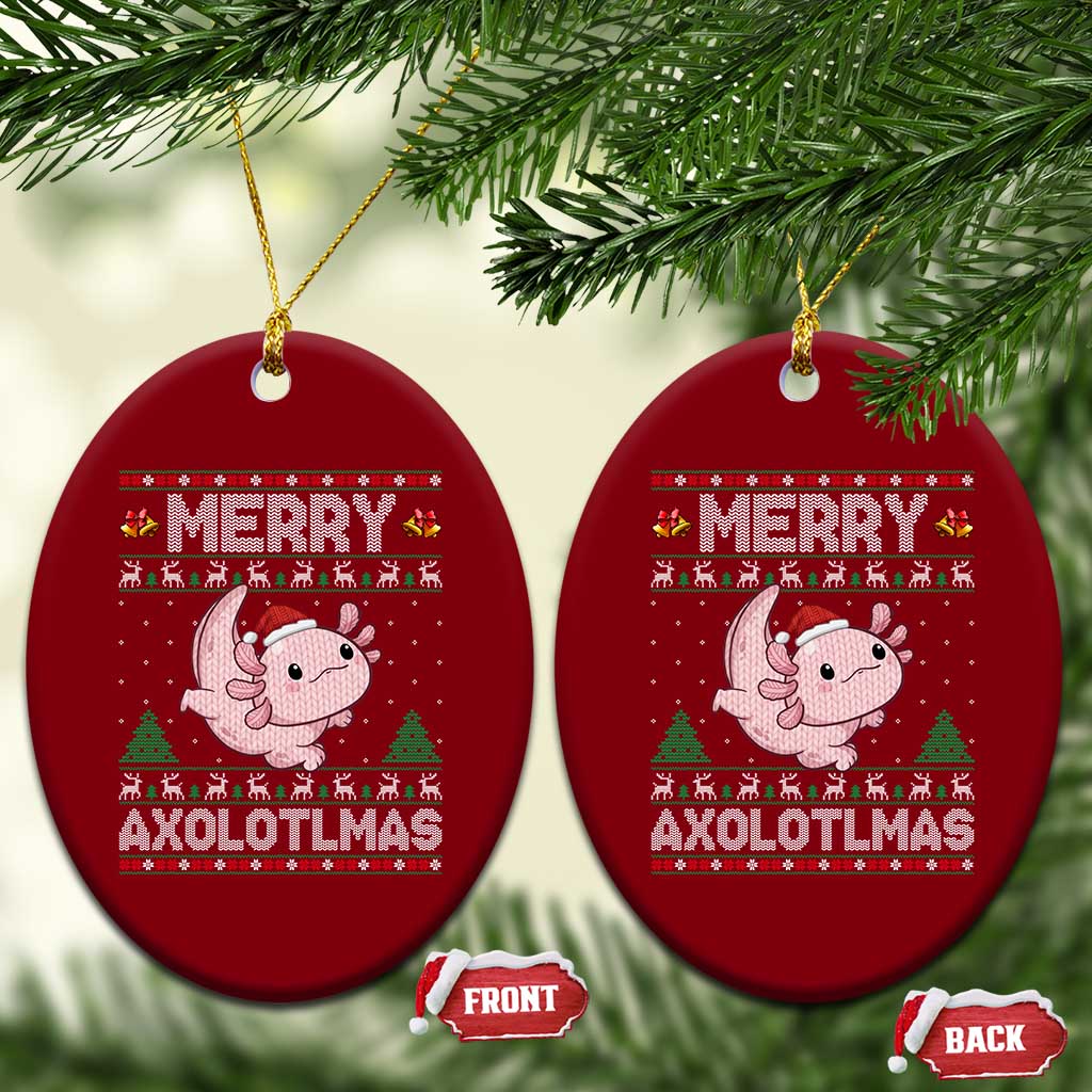 Funny Christmas Axolotl Ceramic Ornament Merry Axolotlmas Xmas Salamander - Wonder Print Shop