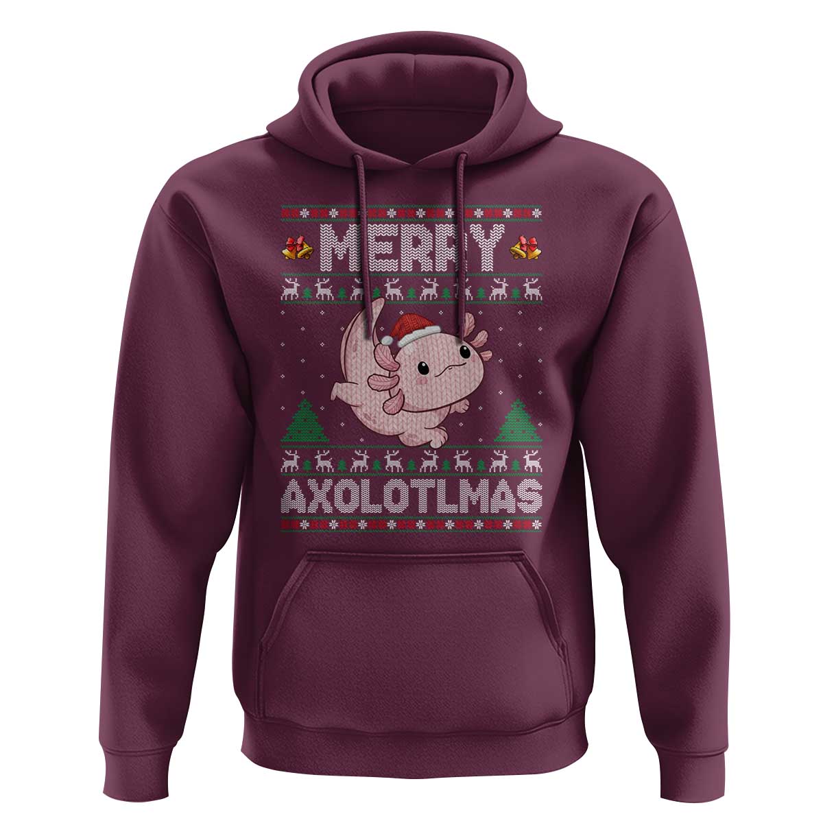Funny Christmas Axolotl Hoodie Merry Axolotlmas Xmas Salamander - Wonder Print Shop