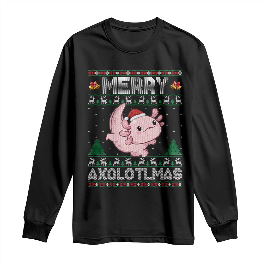Funny Christmas Axolotl Long Sleeve Shirt Merry Axolotlmas Xmas Salamander - Wonder Print Shop