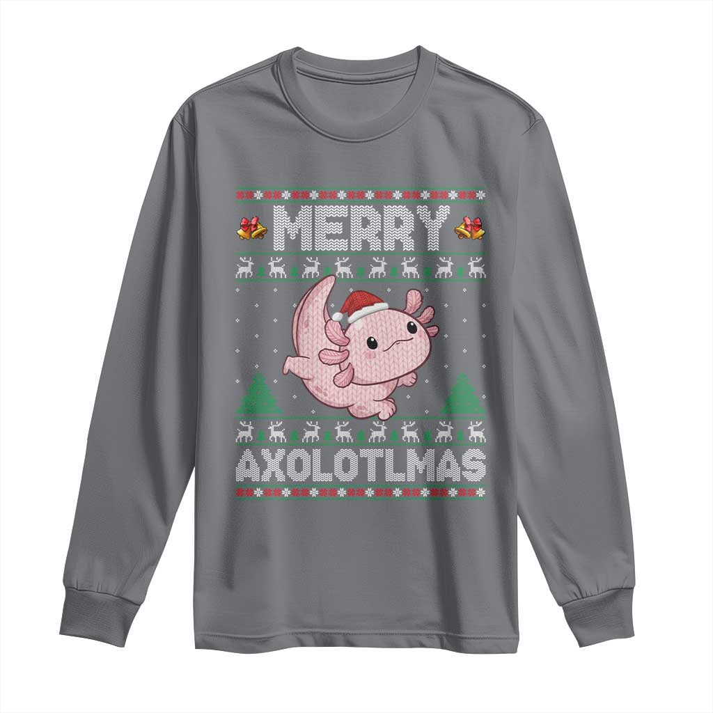 Funny Christmas Axolotl Long Sleeve Shirt Merry Axolotlmas Xmas Salamander - Wonder Print Shop