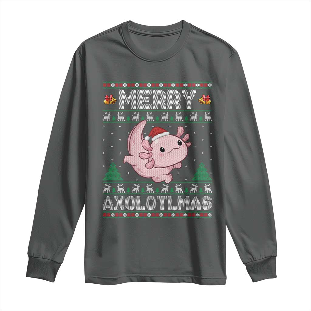 Funny Christmas Axolotl Long Sleeve Shirt Merry Axolotlmas Xmas Salamander - Wonder Print Shop