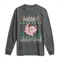 Funny Christmas Axolotl Long Sleeve Shirt Merry Axolotlmas Xmas Salamander - Wonder Print Shop