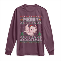 Funny Christmas Axolotl Long Sleeve Shirt Merry Axolotlmas Xmas Salamander - Wonder Print Shop