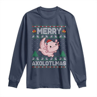 Funny Christmas Axolotl Long Sleeve Shirt Merry Axolotlmas Xmas Salamander - Wonder Print Shop