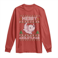 Funny Christmas Axolotl Long Sleeve Shirt Merry Axolotlmas Xmas Salamander - Wonder Print Shop