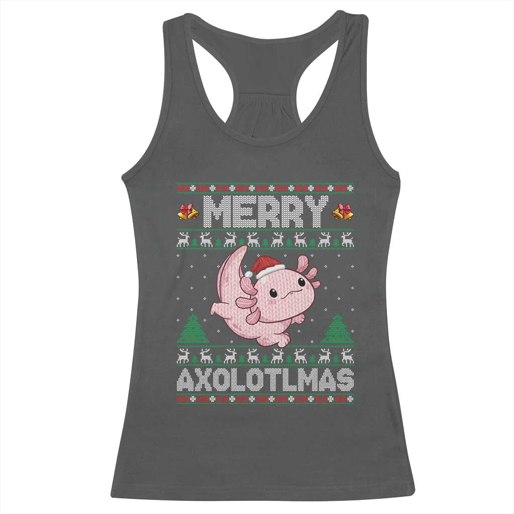 Funny Christmas Axolotl Racerback Tank Top Merry Axolotlmas Xmas Salamander - Wonder Print Shop