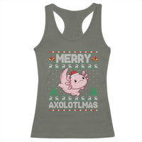 Funny Christmas Axolotl Racerback Tank Top Merry Axolotlmas Xmas Salamander - Wonder Print Shop