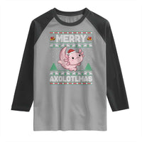 Funny Christmas Axolotl Raglan Shirt Merry Axolotlmas Xmas Salamander - Wonder Print Shop