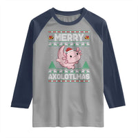 Funny Christmas Axolotl Raglan Shirt Merry Axolotlmas Xmas Salamander - Wonder Print Shop